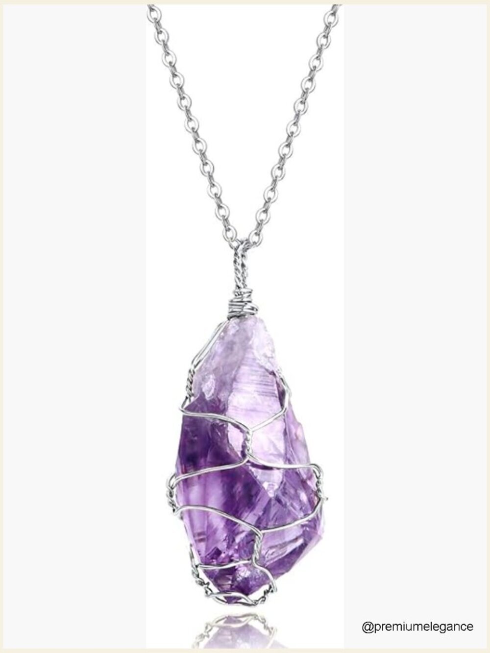 Natural Amethyst Crystal Pendant Necklace Full Wire Wrapped Healing Chakra